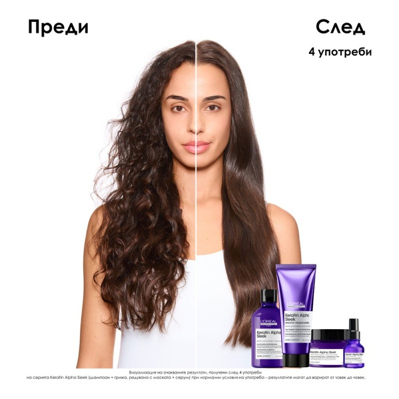 Keratin Alpha Sleek - Шампоан за изглаждане на непокорна коса - 300 ml Keratin Alpha Sleek - Шампоан за изглаждане на непокорна коса - 300 ml
