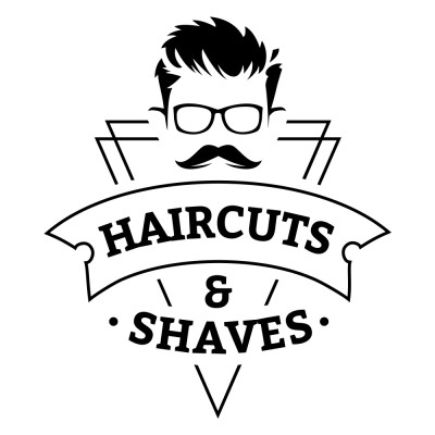 Стикер за витрина или стена за салон Haircuts & Shaves 01
